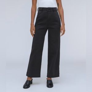 Everlane Women's Wide Leg Pant Size 10 Black Organic Cotton High Waist Cropped